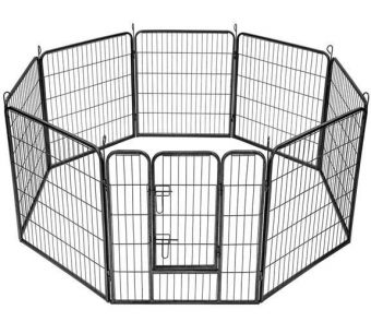 Kovová ohrádka pre psíkov a šteniatka 8 dielna 80 x 80 cm | Malatec, dvojitá ochrana proti otvoreniu, rozhloha 19 m2, moduly je možne vyskladť podľa potreby