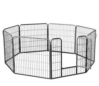 Kovová ohrádka pre psíkov a šteniatka 8 dielna 80 x 80 cm | Malatec, dvojitá ochrana proti otvoreniu, rozhloha 19 m2, moduly je možne vyskladť podľa potreby