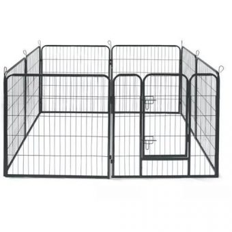 Kovová ohrádka pre psíkov a šteniatka 8 dielna 80 x 80 cm | Malatec, dvojitá ochrana proti otvoreniu, rozhloha 19 m2, moduly je možne vyskladť podľa potreby