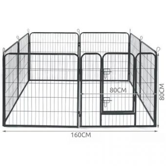 Kovová ohrádka pre psíkov a šteniatka 8 dielna 80 x 80 cm | Malatec, dvojitá ochrana proti otvoreniu, rozhloha 19 m2, moduly je možne vyskladť podľa potreby